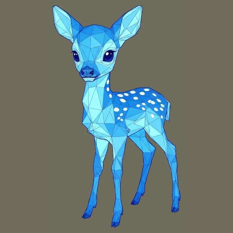 Blue Low-Poly Deer
