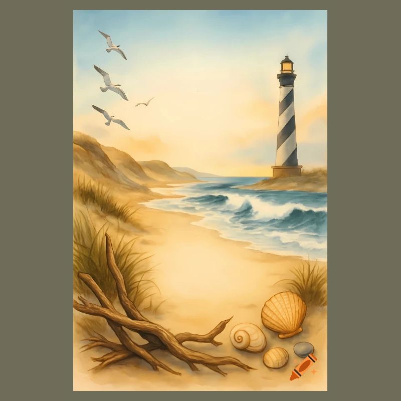 Beach with lighthouse