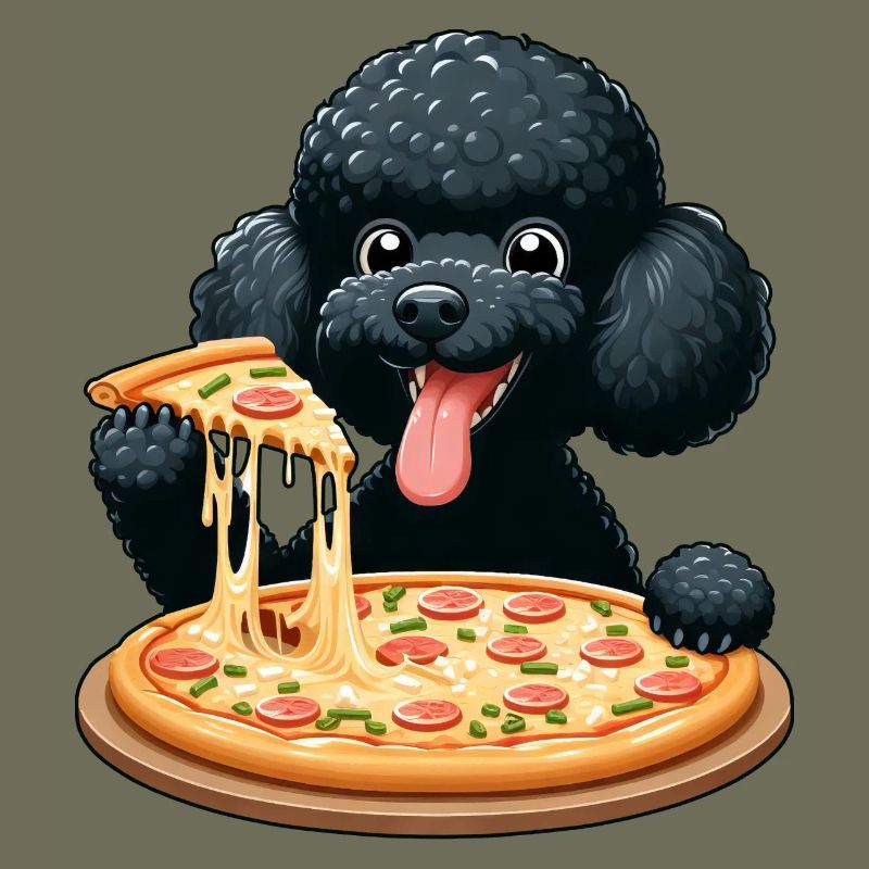 Caniche comique avec pizza
