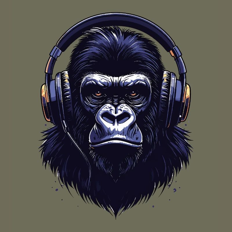Gorilla mit Kopfhörern – Cooles Musik Design