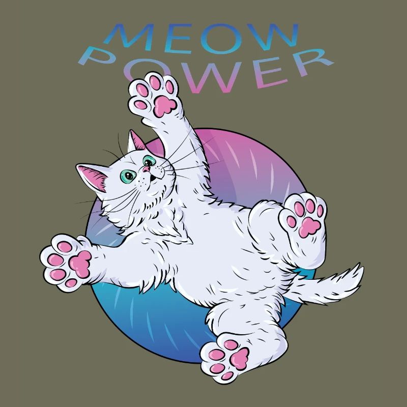 Miaou Power Chat Avec Texte Néon