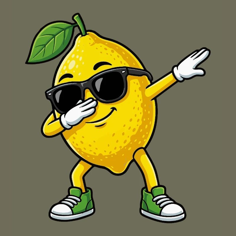 Dessin animé Dun Citron dans la pose Dab