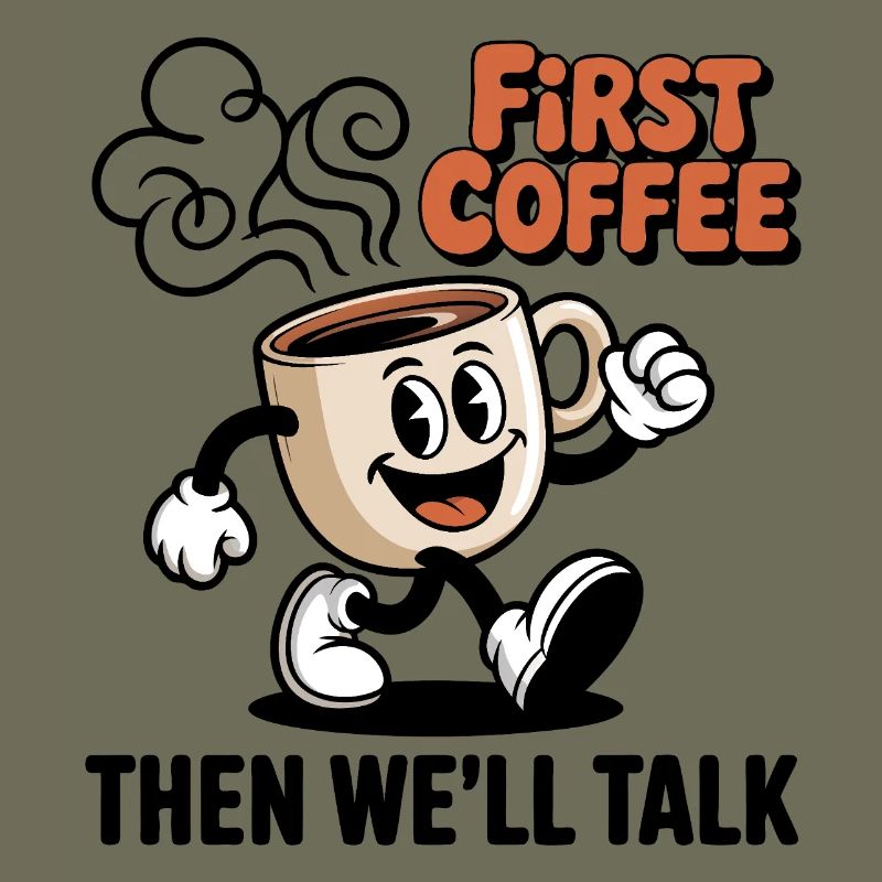 First Coffee Cartoon Mug