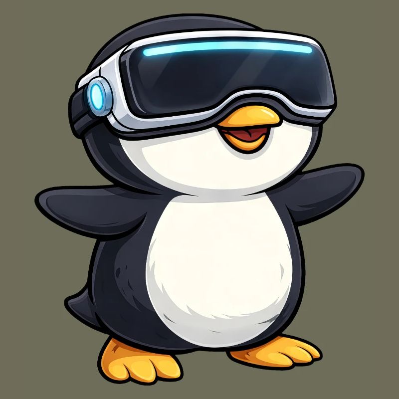 Joueur de réalité virtuelle Penguin mignon