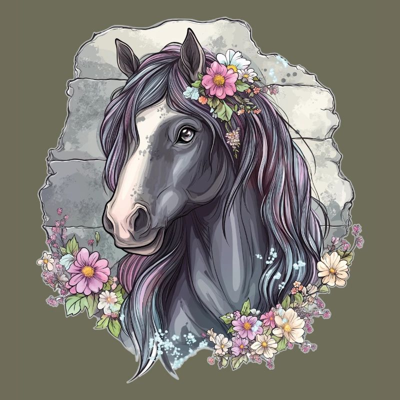 Pferd mit Blüten