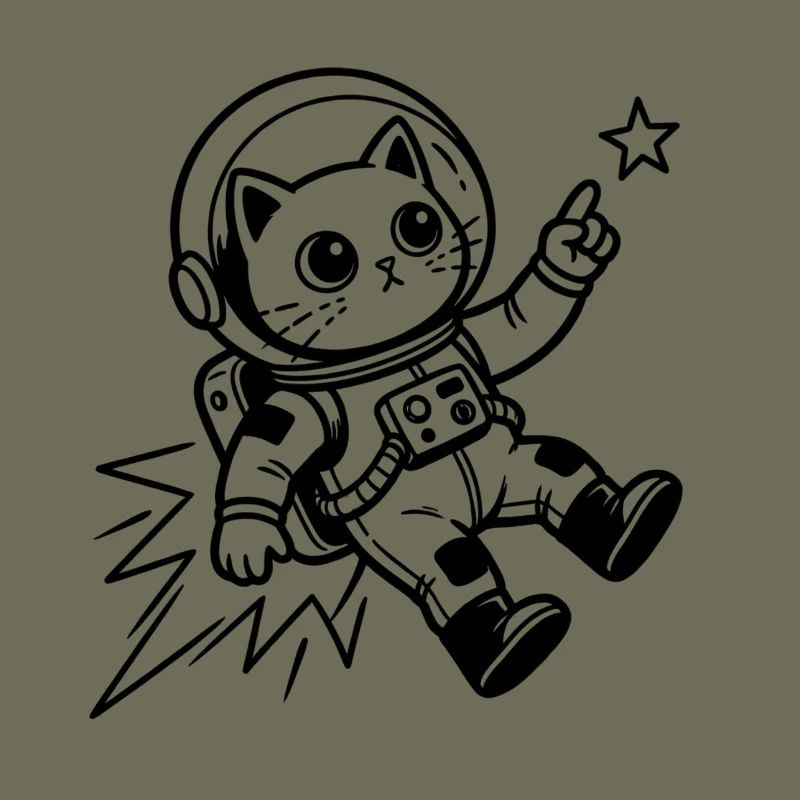 Cat Astronaut in Space