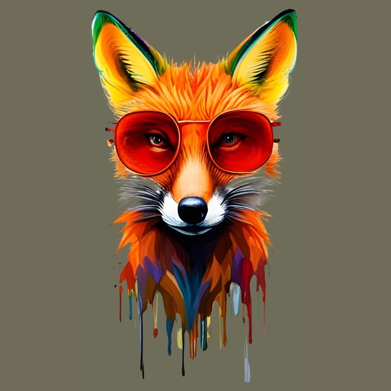 Neonfuchs mit roter Brille