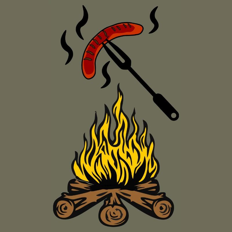 Campfire with bratwurst
