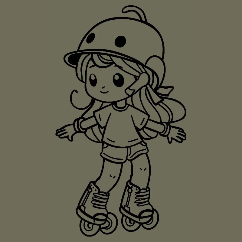 Roller Skating Girl Cartoon