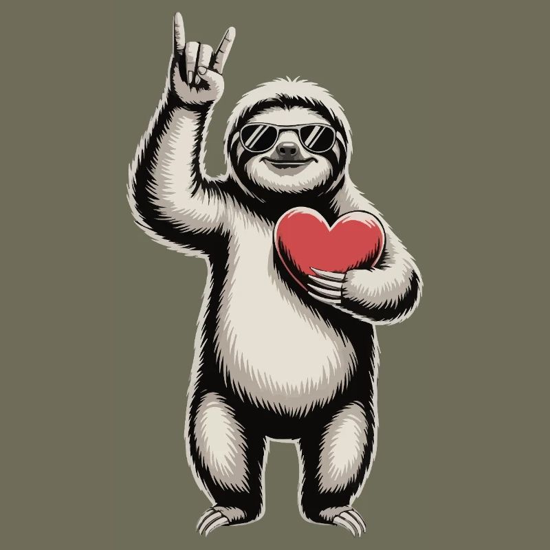 Cool sloth with heart