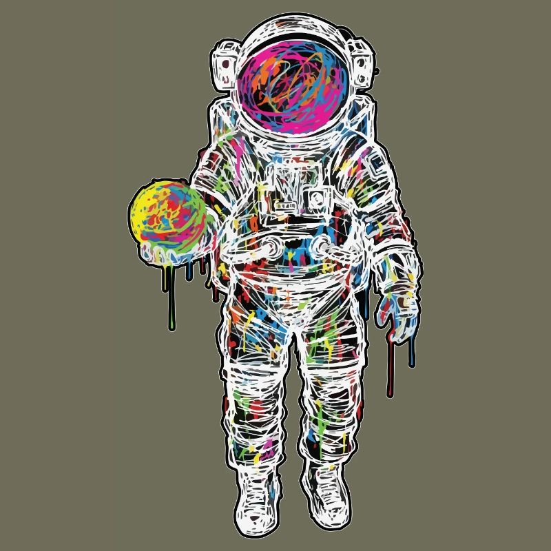 Space Astronaut Scribble Painting Planet