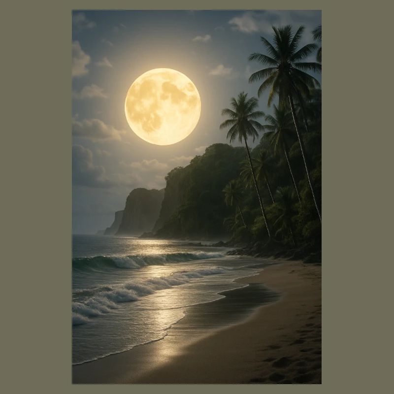 Moonlight over tropical beach
