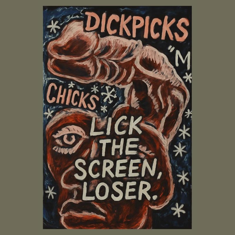 Provocative artistic graphics with witty text