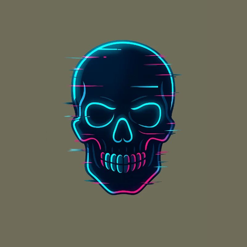 Neon Cyber Skull Design
