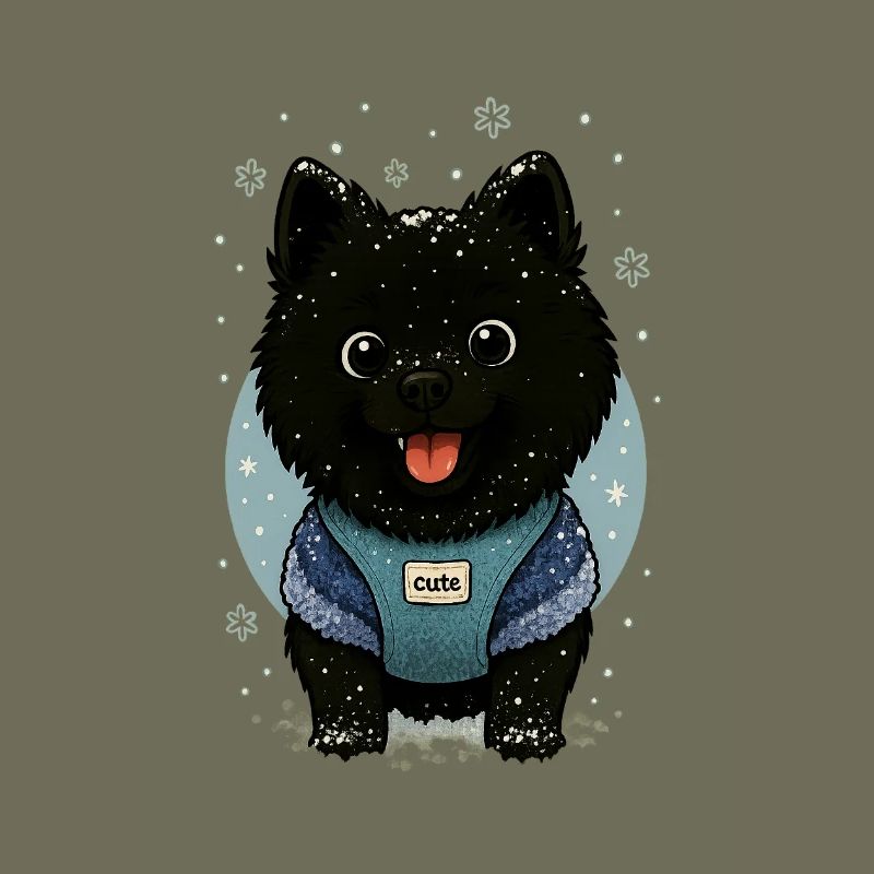 Süßer Spitz Karikatur mit Schnee