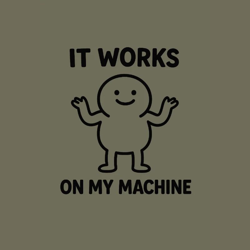 Humour informatique : « Ça marche sur ma machine » - dessin animé mignon