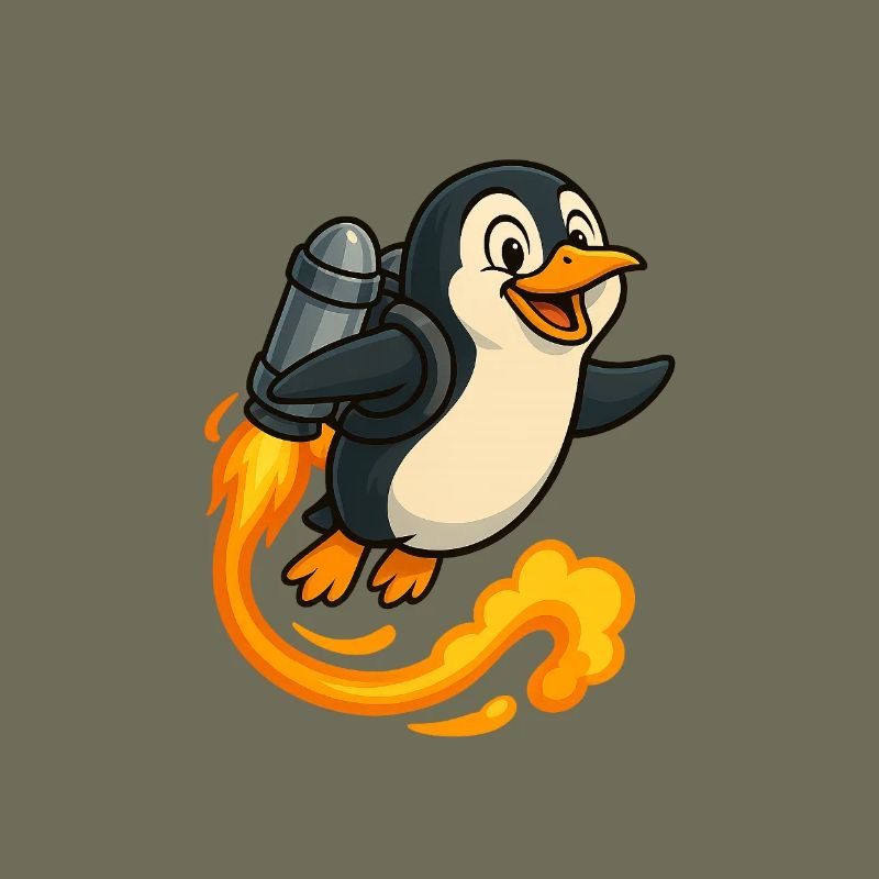 Playful Penguin Rocket Flight