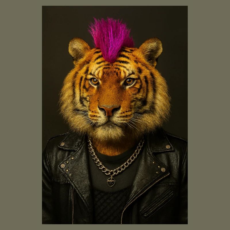Tiger Punk Mohawk in Leather