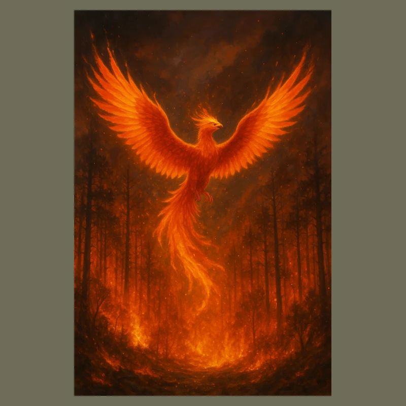 Flammender Phönix im Wald