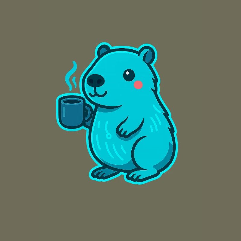 Blauer Capybara mit Kaffee