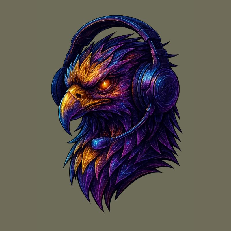 Neon eagle with headset