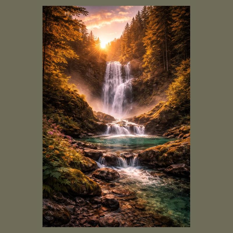 Wasserfall in der Abendsonne