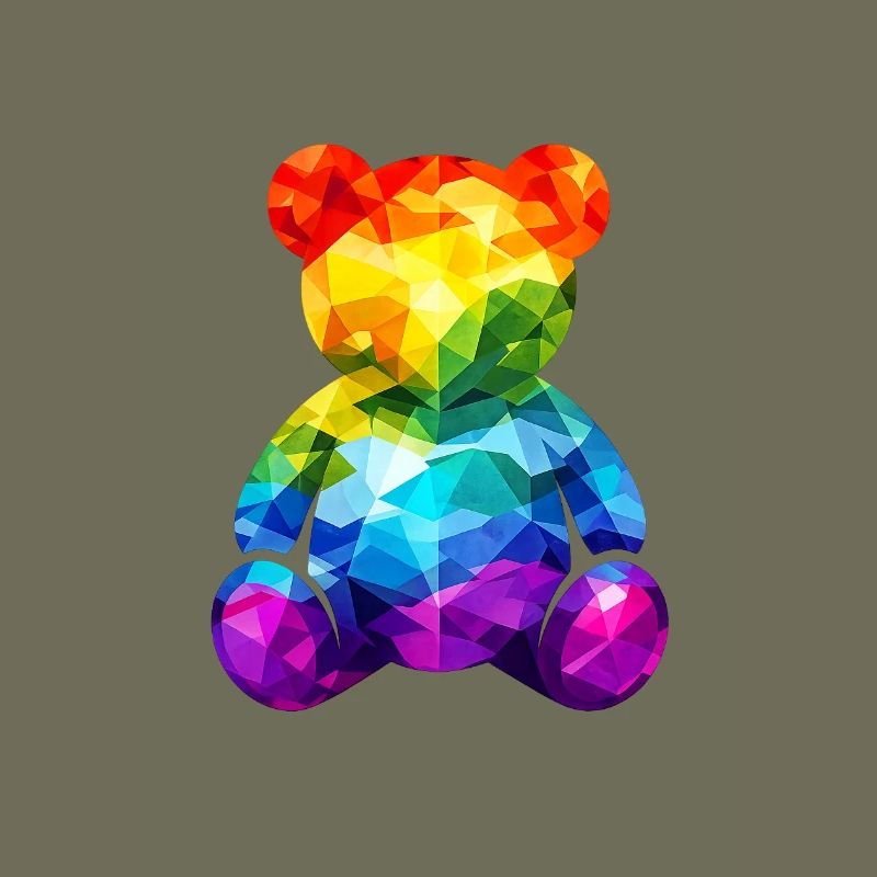 Regenbogen-Teddybär im geometrischen Muster