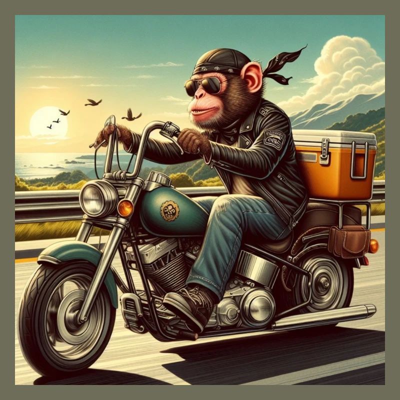 Affe auf Motorrad