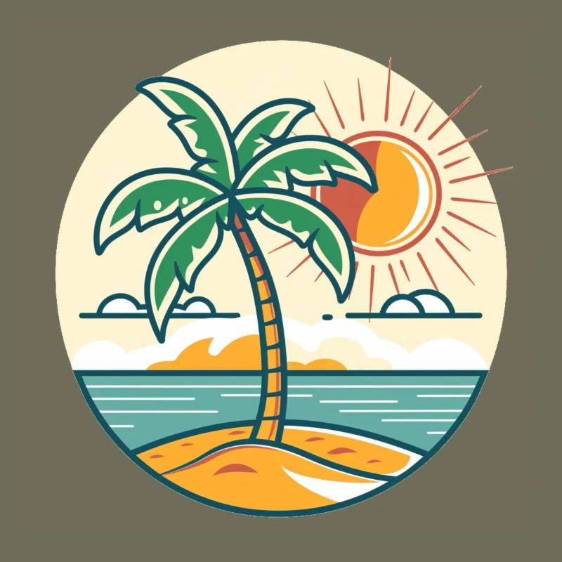 Island palm tree at sunset