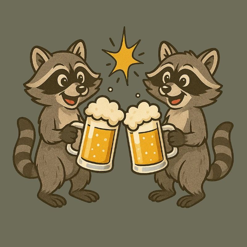 Racoon Drinking Pleasure Motif