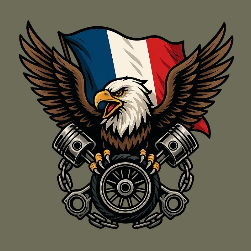 Aigle français avec drapeau 
