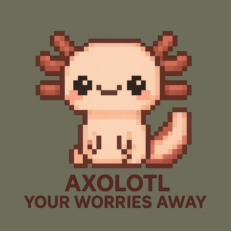Pixelart Axolotl mit Witztext