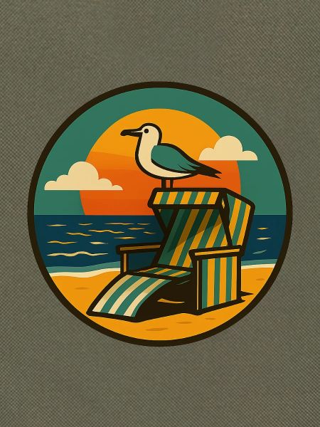Strandkorb Design mit Möwe