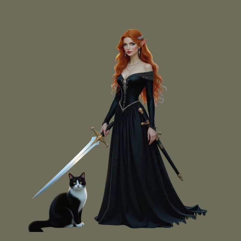 Belle fée princesse et chat