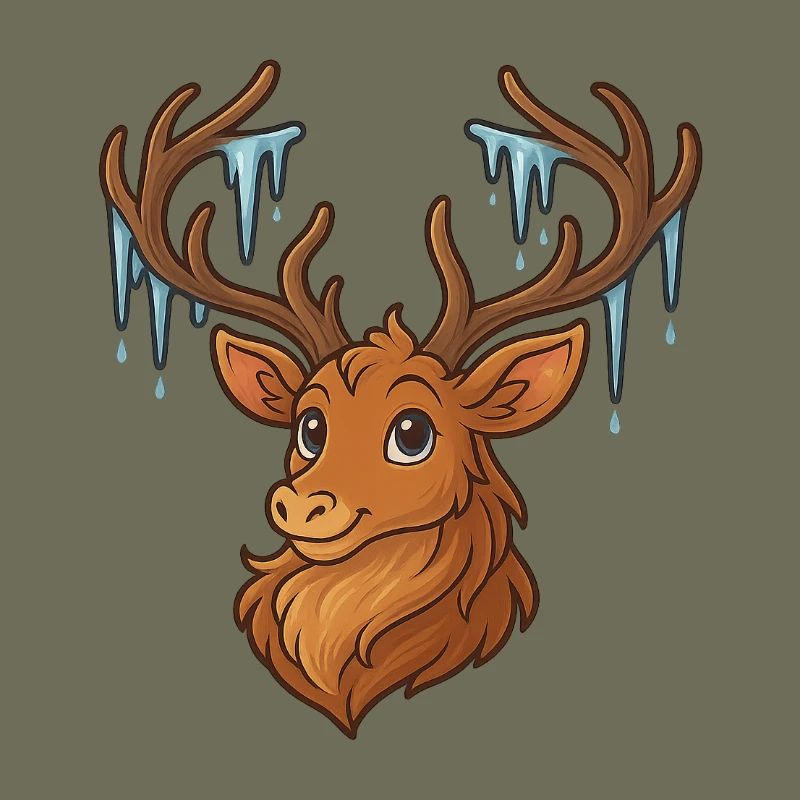 Winter deer with icicles