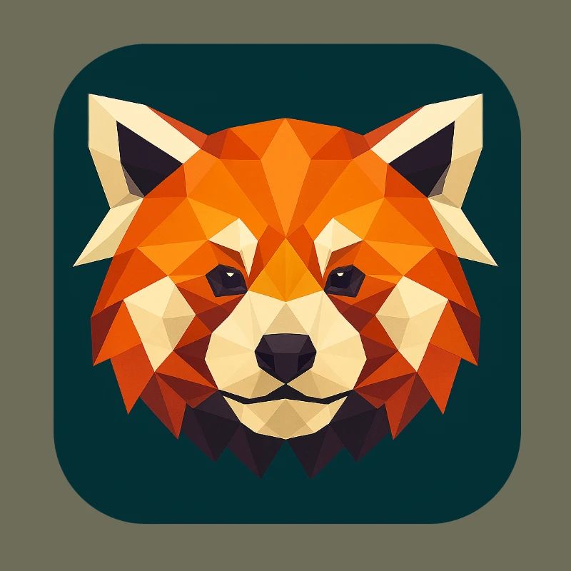 Roter Panda Kopf Low Poly