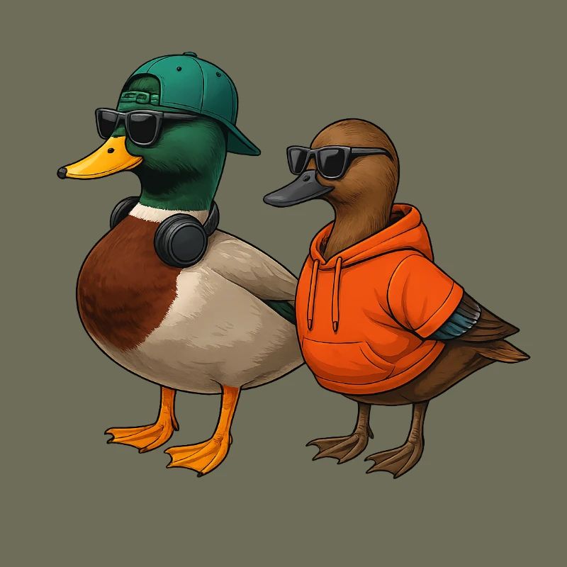 Couple de canards dans un look cool