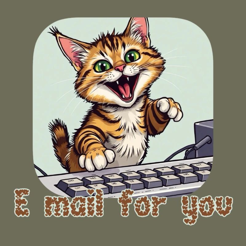 Cat composition: Mail kitten on the PC