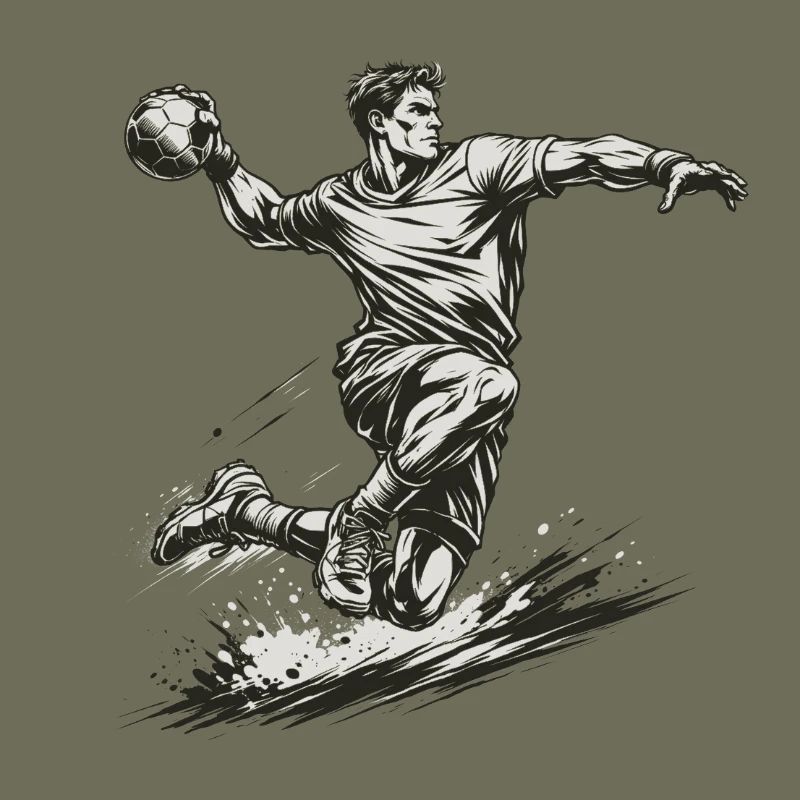 Joueur de handball dynamique dans le style comique