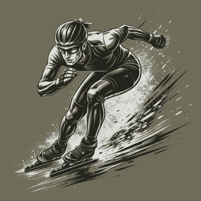 Speed skaters in full dynamics