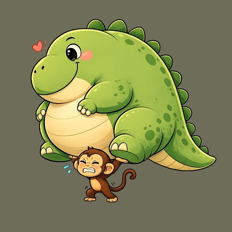 Affe trägt Dinosaurier 