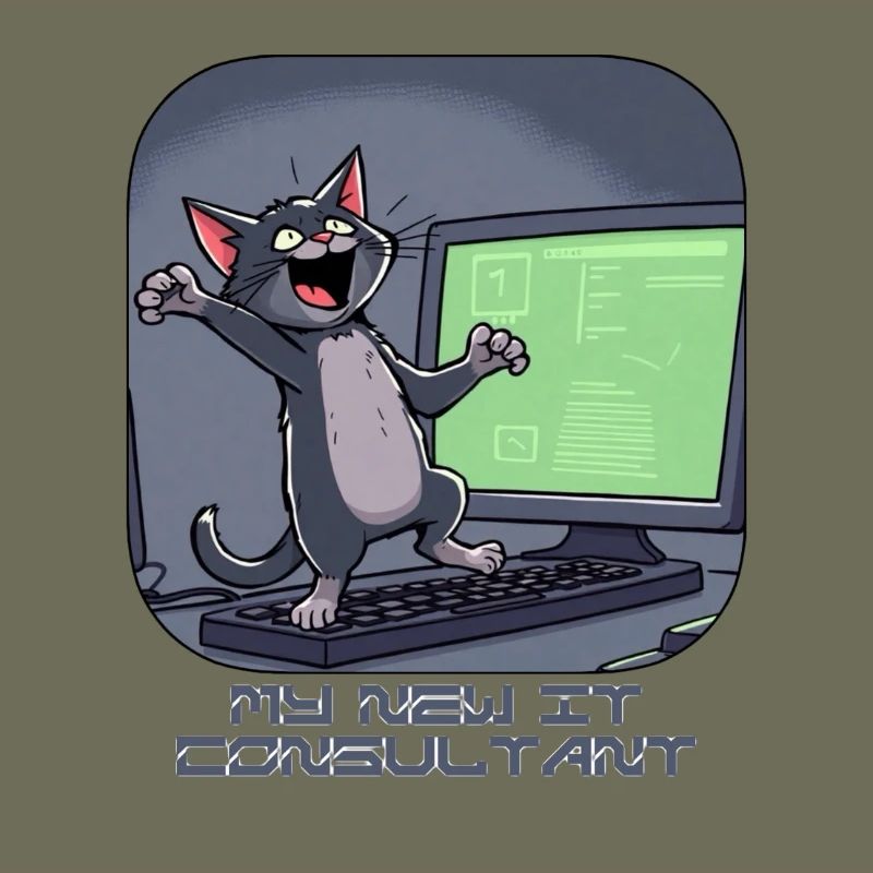 IT cat at the computer