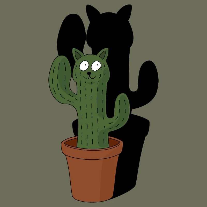 Chat comme cactus dans un pot de fleurs avec de l’ombre