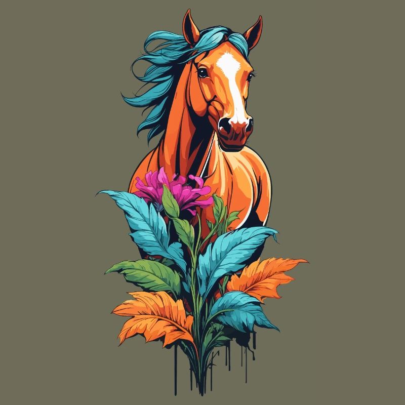 Pferdekopf mit Blumen