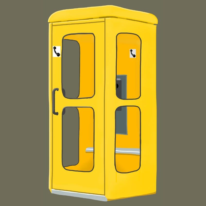 Yellow Phone Booth, Nostalgia, Post Hand Drawing