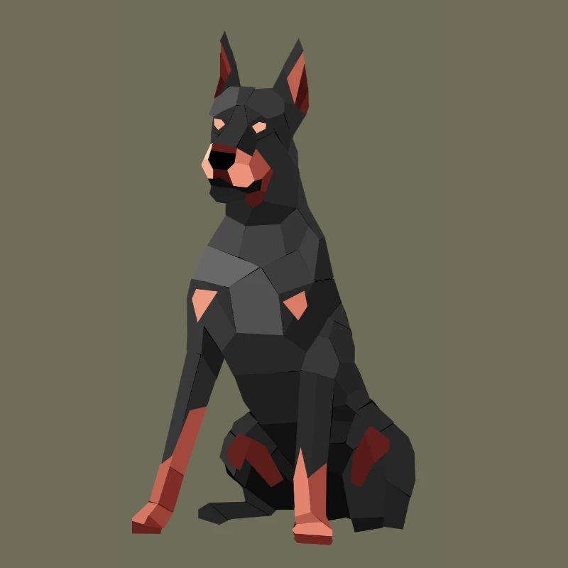 Moderner Dobermann – Low-Poly-Kunst