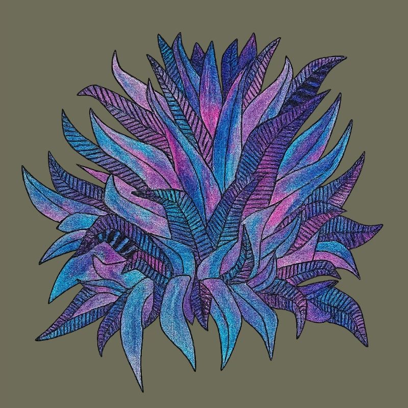 Lila Blaues Blättermuster