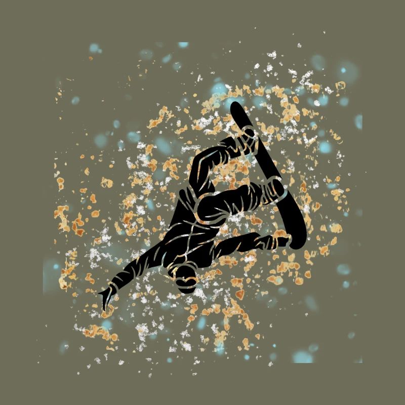 Blue-gold splashed snowboard