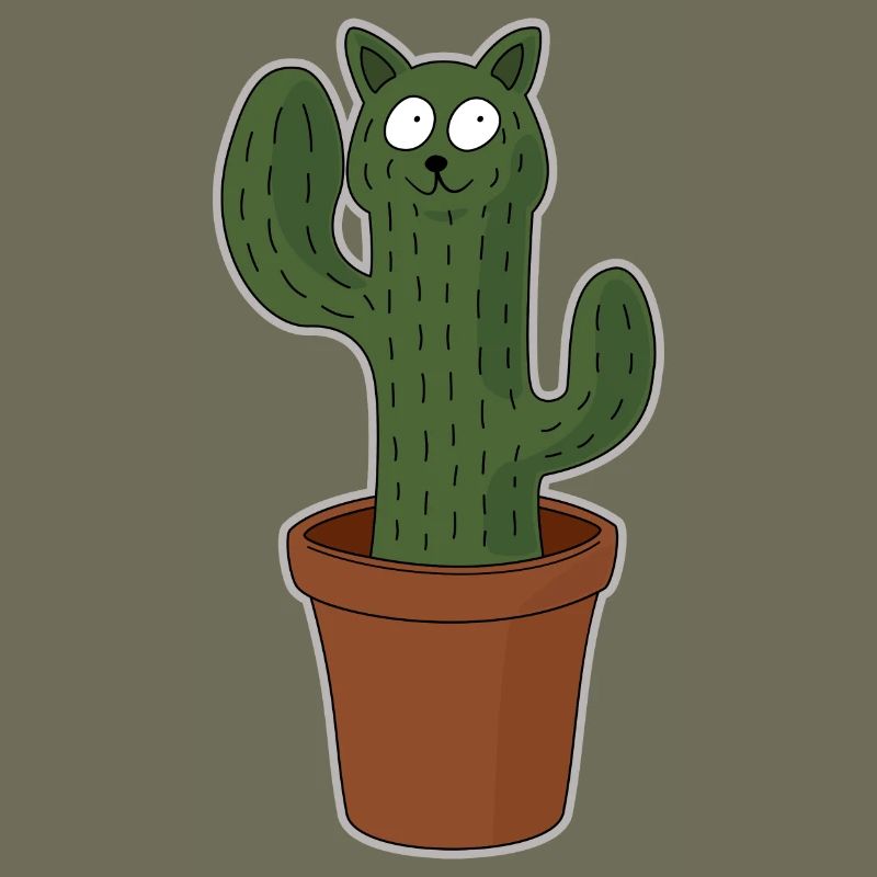 Chat comme cactus dans un pot de fleurs