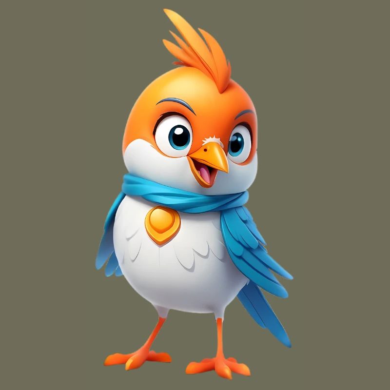 Oiseau coloré avec écharpe – Dessin de dessins animés